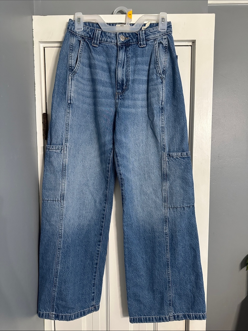 Cotton On Super Baggy Utility Panel Jeans Blue Denim Size 24